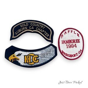 3 Vintage Harley Davidson HOG Patches California Auburn Chapter Bridgeport 1990s